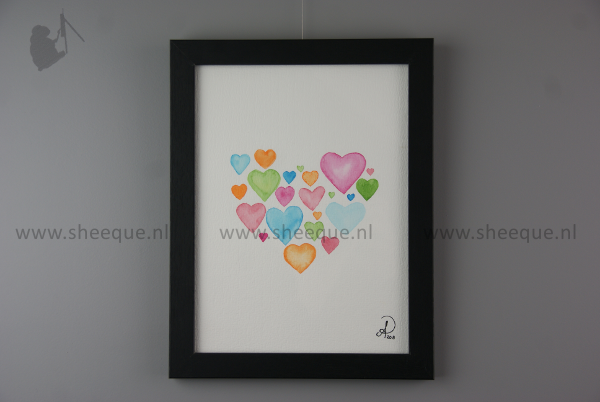 aquarel schilderij hartjeshart 